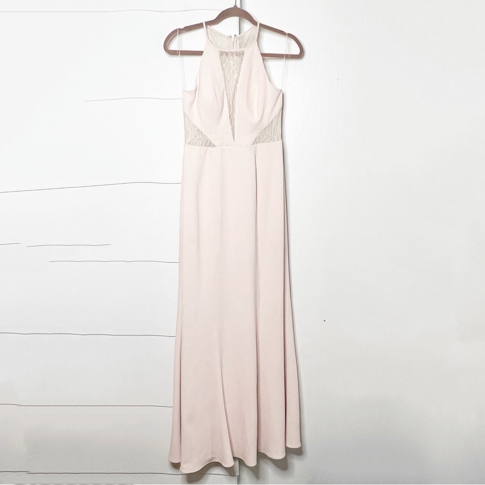 Aidan Mattox Blush pink lace detail dress